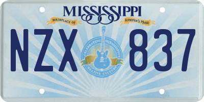 MS license plate NZX837