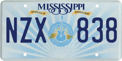 MS license plate NZX838