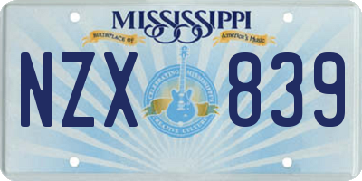 MS license plate NZX839