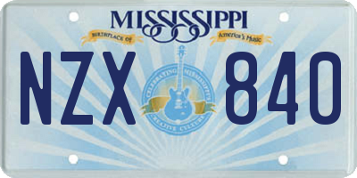 MS license plate NZX840