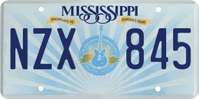 MS license plate NZX845