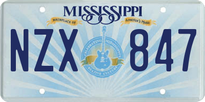 MS license plate NZX847