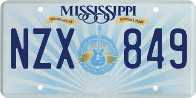 MS license plate NZX849