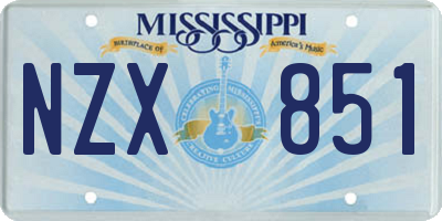 MS license plate NZX851