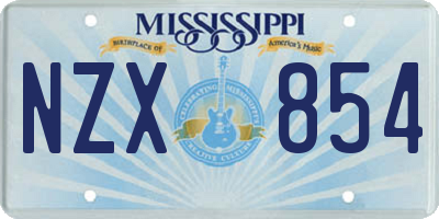 MS license plate NZX854