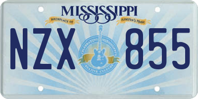 MS license plate NZX855