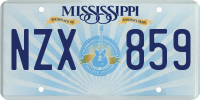 MS license plate NZX859