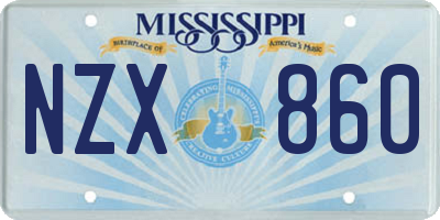 MS license plate NZX860