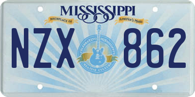 MS license plate NZX862