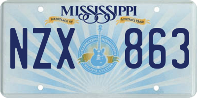 MS license plate NZX863