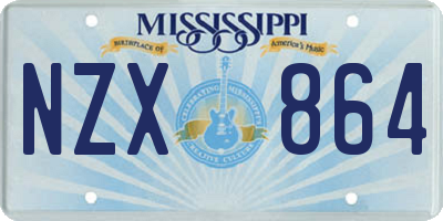 MS license plate NZX864