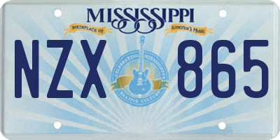 MS license plate NZX865