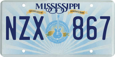 MS license plate NZX867
