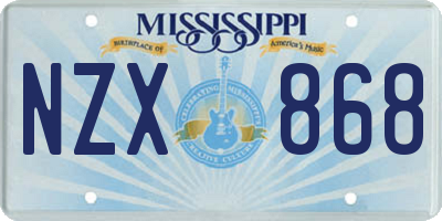 MS license plate NZX868