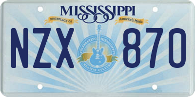 MS license plate NZX870