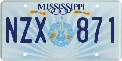 MS license plate NZX871