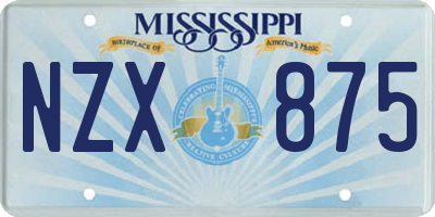 MS license plate NZX875