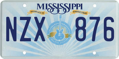 MS license plate NZX876