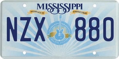 MS license plate NZX880