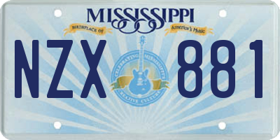 MS license plate NZX881
