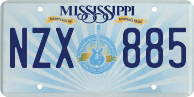 MS license plate NZX885