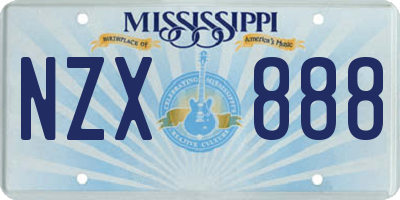 MS license plate NZX888
