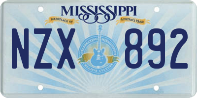 MS license plate NZX892