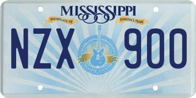 MS license plate NZX900