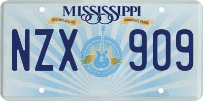 MS license plate NZX909