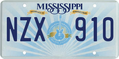 MS license plate NZX910