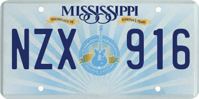 MS license plate NZX916