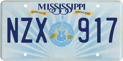 MS license plate NZX917
