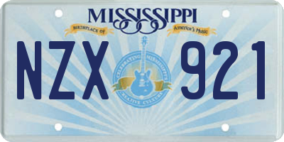 MS license plate NZX921