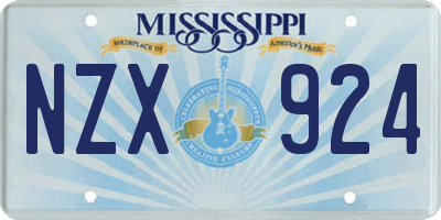 MS license plate NZX924