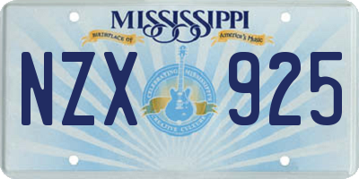 MS license plate NZX925
