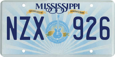 MS license plate NZX926