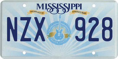 MS license plate NZX928