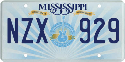 MS license plate NZX929