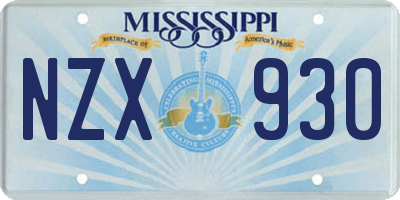 MS license plate NZX930