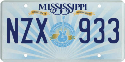 MS license plate NZX933