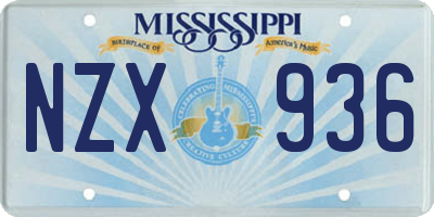 MS license plate NZX936