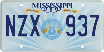 MS license plate NZX937