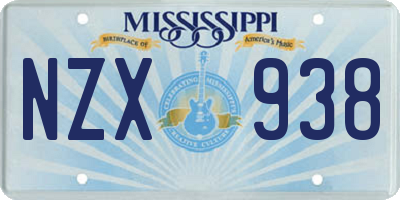 MS license plate NZX938