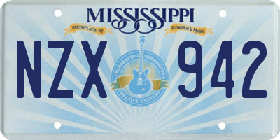 MS license plate NZX942