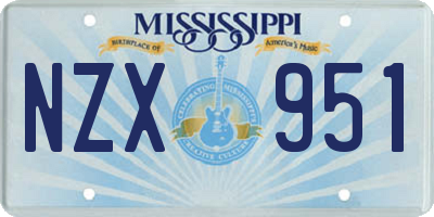 MS license plate NZX951