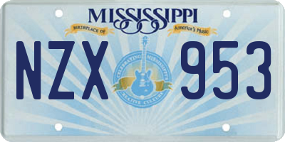 MS license plate NZX953