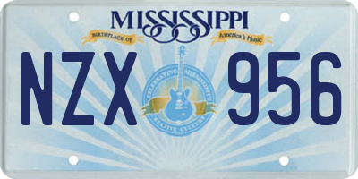 MS license plate NZX956