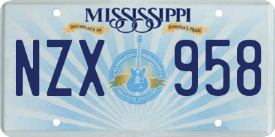 MS license plate NZX958