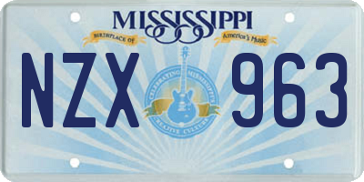 MS license plate NZX963