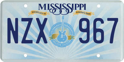 MS license plate NZX967